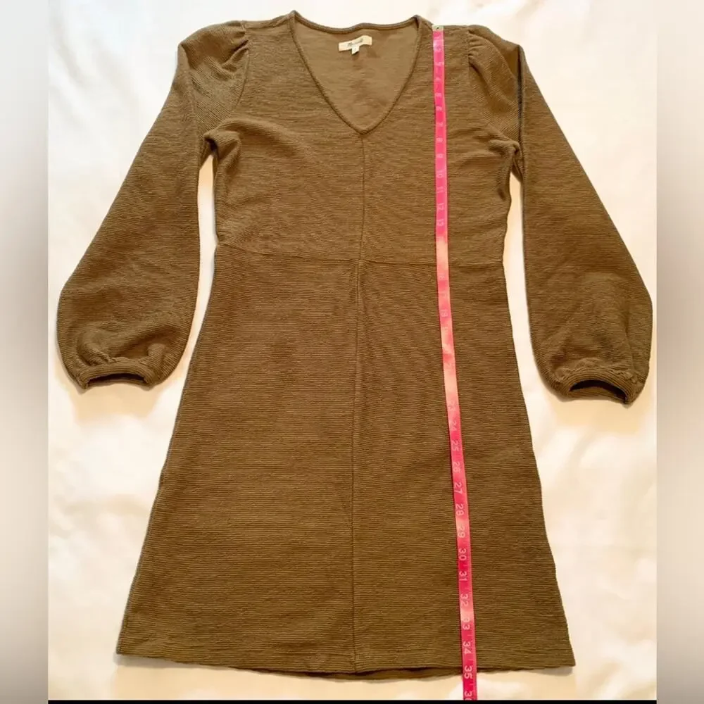 MADEWELL Womens Vintage Dress Sz Small Texture & Thread Crepe Balloon-Sleeve - Picture 5 of 11